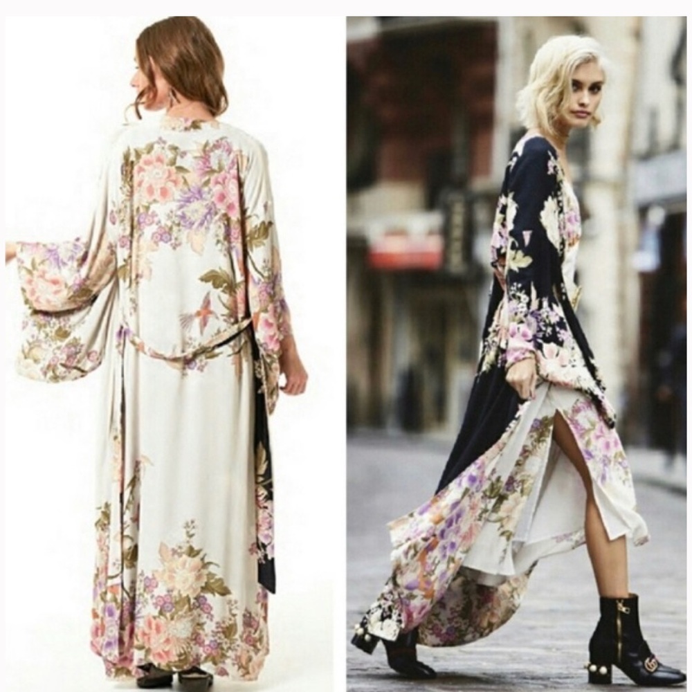 Spell & The Gypsy Vintage OS Blue Skies Reversible Rare Unicorn Kimono Duster